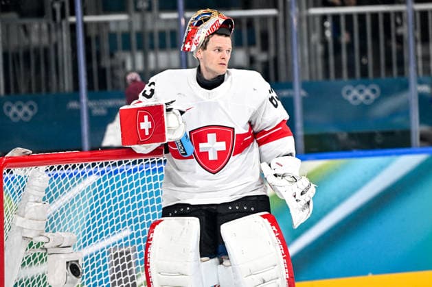 18 02 2026, Milano, Rho Ice hockey, Eishockey Arena, Winter Olympics: Finland - Switzerland (Ice Hockey), goalkeeper Leonardo Genoni of Switzerland Milano Rho Ice Hockey Arena Lombardy Italy *** 18 02 2026, Milano, Rho Ice Hockey Arena, Winter Olympics Finland Switzerland Ice Hockey , goalkeeper Leonardo Genoni of Switzerland Milano Rho Ice Hockey Arena Lombardy Italy Copyright: xJustPictures.ch AndreaxBrancax jp-en-AnBr-AB-AAB_666618022026