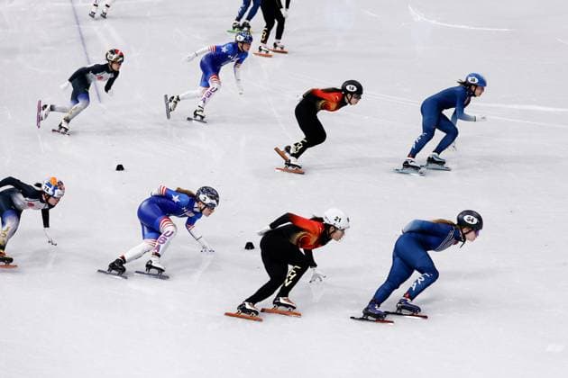 MILAN , 18-02-2026 , Milano Ice Skating Arena , Olympic Winter games, Winterspiele,Spiele, Summer games 2026 - Short Track 18-02 Women™s 3000m relay final B , Picture shows People s Republic of China, United States of America, France, Japan Olympic Winter Games 2026 - Short Track 18-02  x201713554x Copyright: