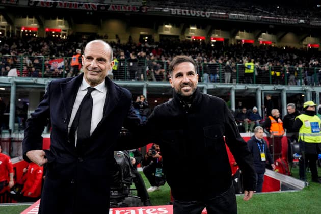 ComoÕs head coach Cesc Fabregas and AC MilanÕs head coach Massimiliano Allegri before the Serie A soccer match between Milan and Como at the San Siro Stadium in Milan, Italy - February, 18 2026. - Soccer  Copyright: xFabioxFerrari LaPressex