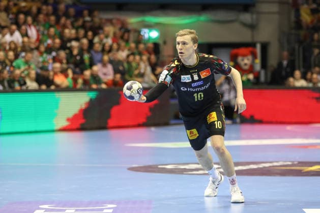 18 02 2026, xgox, Handball, EHF Champions League, SC Magdeburg GOG Handbold v l Gisli Thorgeir Kristjansson Magdeburg, 10 Magdeburg