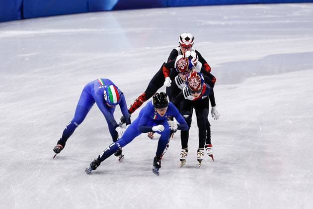 MILAN , 18-02-2026 , Milano Ice Skating Arena , Olympic Winter games, Winterspiele,Spiele, Summer games 2026 - Short Track 18-02 Women™s 3000m relay final A, Picture shows teams Republic of Korea, Canada, Netherlands, Italy Olympic Winter Games 2026 - Short Track 18-02  x201713695x Copyright:
