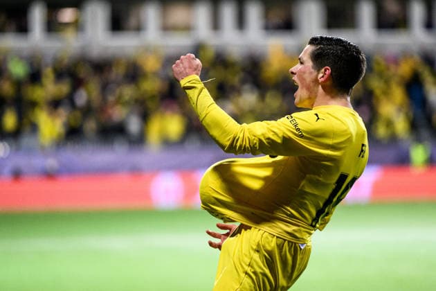 260218 Sondre Brunstad Fet of Bodo Glimt celebrates after 1 0 during the UEFA Champions League football match between Bodo Glimt and Inter on February 18, 2026 in Bodo Photo Marius Simensen BILDBYRAN COP 238 MM0055 bbeng football fotball fotboll soccer uefa champions league mesterligaen bodo glimt inter fc internazionale milano jubel  Copyright: MARIUSxSIMENSEN BB260218ZA100