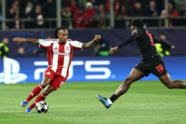 UEFA Champions League - Olympiacos FC vs Bayer 04 Leverkusen - of Olympiacos FC in action against of Bayer 04 Leverkusen during the UEFA Champions League Play-Offs 1st leg soccer match between Olympiacos FC and Bayer 04 Leverkusen in Georgios Karaiskakis Stadium, Piraeus, Greece, on 18 February 2026. IMAGO ONE INCH PRODUCTIONS PIRAEUS GREECE Copyright: xONExINCHxPRODUCTIONSx 6859815