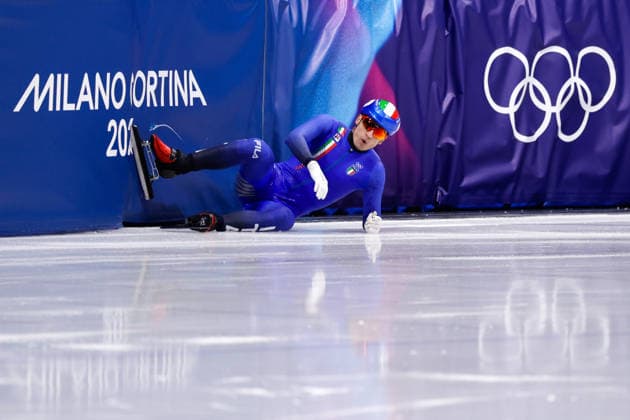 2026-02-18 Short Track Speed skating, Eisschnelllauf - Milano Cortina 2026 Winter Olympics - Day 12 MILAN, ITALY - FEBRUARY 18: Pietro Sighel of Italy competing in the Men s 500m during Day 12 of Short Track Speed Skating - Milano Cortina 2026 Winter Olympics at Milano Ice Skating Arena on February 18, 2026 in Milan, Italy. (Photo by Joris Verwijst BSR Agency) Milan Italy Content not available for redistribution in The Netherlands directly or indirectly through any third parties. Copyright: xBSRxAgencyx