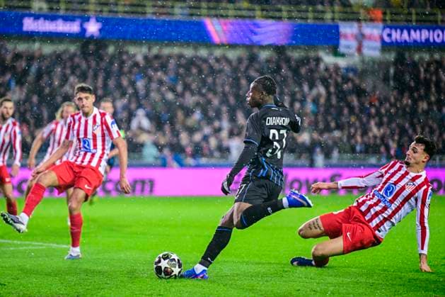 Club Brugge v Atletico de Madrid - UEFA Champions League BRUGGE, BELGIUM - FEBRUARY 18 : Diakhon Mamadou forward of Club Brugge in action during the UEFA Champions League 2025 26 knockout phase play-off match first leg between Club Brugge and Atletico de Madrid on February 18, 2026 in Brugge, Belgium, 18 02 2026 Brugge Belgium  Copyright: xJanxDexMeuleneirx