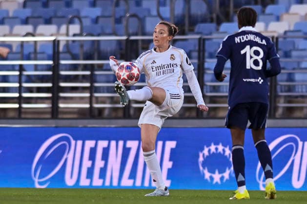 February 18, 2026, Madrid, Madrid, Spain: CAROLINE WEIR of Real Madrid Femenino CF controls the ball during the Women s Champions League match REAL MADRID FEMENINO - PARIS FOOTBALL CLUB on February 18, 2026, Valdebebas, Madrid, Spain. The Women s Champions League Match REAL MADRID 2 - PARIS FOOTBALL CLUB 0 (02.18.26)  - ZUMAc312 20260218_zsp_c312_011 Copyright: xOscarxManuelxSanchezx