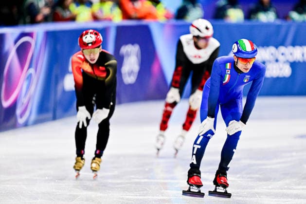 SIGHEL Pietro (ITA), during Short Track Speed skating, Eisschnelllauf Men s 500m - Quarterfinals, Short Track Speed Skating, at the Olympic Winter games, Winterspiele,Spiele, Summer games Milano Cortina 2026, at Milano Ice Skating Arena, on February 18, 2026 in Milan, Italy. Noxthirdxpartyxsales  aflo_320404709