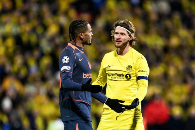 260218 Manuel Akanji of Inter and Kasper Hogh of Bodo Glimt during the UEFA Champions League football match between Bodo Glimt and Inter on February 18, 2026 in Bodo Photo Marius Simensen BILDBYRAN COP 238 MM0055 bbeng football fotball fotboll soccer uefa champions league mesterligaen bodo glimt inter fc internazionale milano  Copyright: MARIUSxSIMENSEN BB260218ZB145
