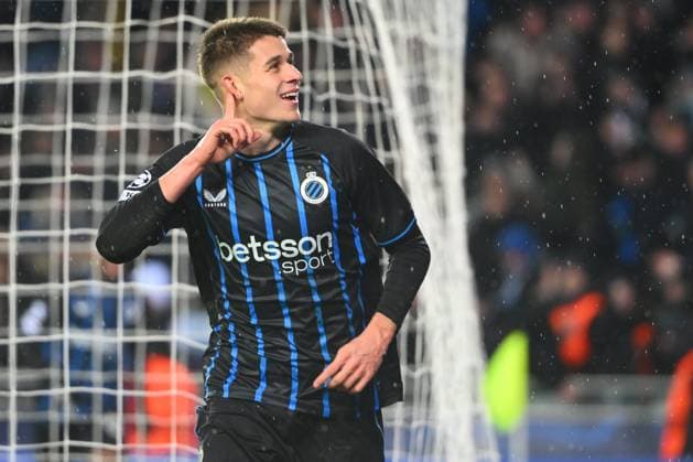 Club Brugge v Atletico de Madrid - UEFA Champions League BRUGGE, BELGIUM - FEBRUARY 18 : =7= celebrating scoring a goal during the UEFA Champions League 2025 26 knockout phase play-off match first leg between Club Brugge and Atletico de Madrid on February 18, 2026 in Brugge, Belgium, 18 02 2026 Brugge Belgium  Copyright: xVincentxKalutx
