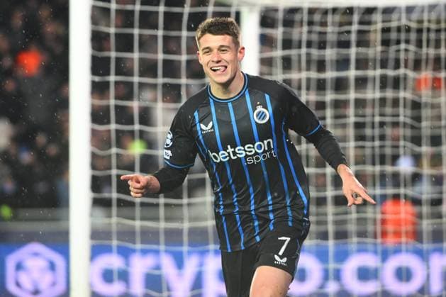 Club Brugge v Atletico de Madrid - UEFA Champions League BRUGGE, BELGIUM - FEBRUARY 18 : =7= celebrating scoring a goal during the UEFA Champions League 2025 26 knockout phase play-off match first leg between Club Brugge and Atletico de Madrid on February 18, 2026 in Brugge, Belgium, 18 02 2026 Brugge Belgium  Copyright: xVincentxKalutx