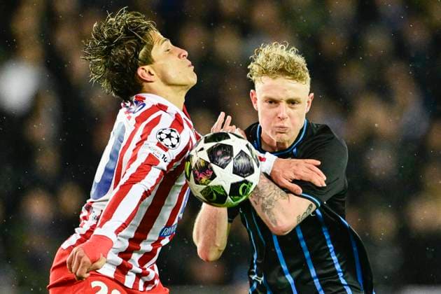 Club Brugge v Atletico de Madrid - UEFA Champions League BRUGGE, BELGIUM - FEBRUARY 18 : Seys Joaquim defender of Club Brugge in action during the UEFA Champions League 2025 26 knockout phase play-off match first leg between Club Brugge and Atletico de Madrid on February 18, 2026 in Brugge, Belgium, 18 02 2026 Brugge Belgium  Copyright: xJanxDexMeuleneirx
