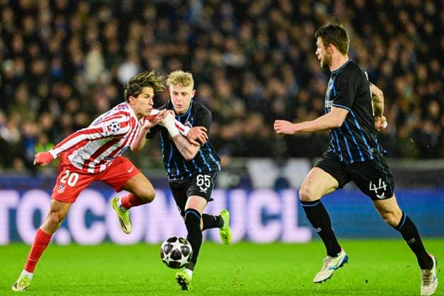 Club Brugge v Atletico de Madrid - UEFA Champions League BRUGGE, BELGIUM - FEBRUARY 18 : Seys Joaquim defender of Club Brugge in action during the UEFA Champions League 2025 26 knockout phase play-off match first leg between Club Brugge and Atletico de Madrid on February 18, 2026 in Brugge, Belgium, 18 02 2026 Brugge Belgium  Copyright: xJanxDexMeuleneirx