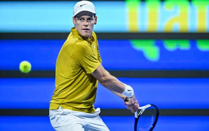 ATP, Tennis Herren QATAR EXXONMOBIL OPEN-ROUND OF 16 Jannik Sinner of Italy competes against Alexei Popyrin of Australia in the Round of q6 at the ATP men s Qatar ExxonMobil Open 2026 tennis tournament at the Khalifa International Tennis Complex in Doha, Qatar, on February 18 2026. DOHA Qatar Copyright: xNOUSHADx