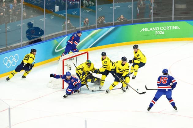 February 18, 2026, Milan, Lombardy, Italy: NOAH HANIFIN 15 of USA shoots during the Quarterfinal game between Team United States (USA) and Team Sweden (SWE) at the Milano Cortina 2026 Olympic Games, Olympische Spiele, Olympia, OS Olympics 2026: Milano Cortina: Ice hockey, Eishockey Men: USA:SWE  - ZUMAc179 20260218_oly_c179_185 Copyright: xMickaelxChavetx