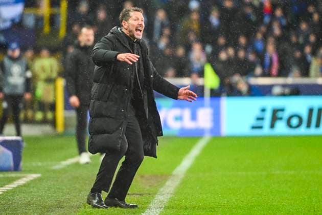 Club Brugge v Atletico de Madrid - UEFA Champions League BRUGGE, BELGIUM - FEBRUARY 18 : Simeone Diego Pablo manager of Atletico de Madrid during the UEFA Champions League 2025 26 knockout phase play-off match first leg between Club Brugge and Atletico de Madrid on February 18, 2026 in Brugge, Belgium, 18 02 2026 Brugge Belgium  Copyright: xVincentxKalutx