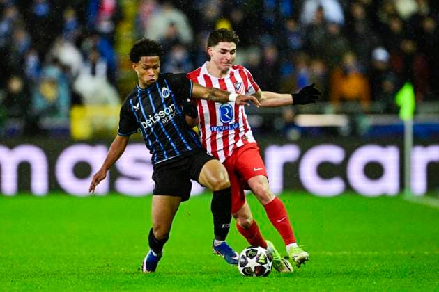 Club Brugge v Atletico de Madrid - UEFA Champions League BRUGGE, BELGIUM - FEBRUARY 18 : Player of Club Brugge in action during the UEFA Champions League 2025 26 knockout phase play-off match first leg between Club Brugge and Atletico de Madrid on February 18, 2026 in Brugge, Belgium, 18 02 2026 Brugge Belgium  Copyright: xJanxDexMeuleneirx