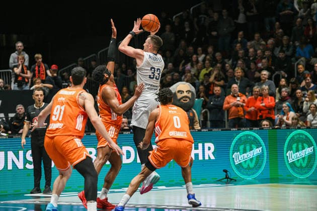 easyCredit Basketball Bundesliga, Matchday 21, Niners Chemnitz MLP Academics Heidelberg 18 02 2026 from 20 Copyright: xEHLxMedia MichelxKöhlerx 20261802-Niners-Heidelberg_106
