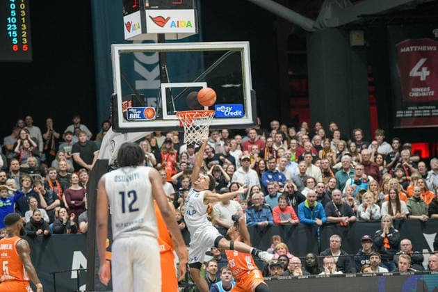 easyCredit Basketball Bundesliga, Matchday 21, Niners Chemnitz MLP Academics Heidelberg 18 02 2026 from 20 Copyright: xEHLxMedia MichelxKöhlerx 20261802-Niners-Heidelberg_146