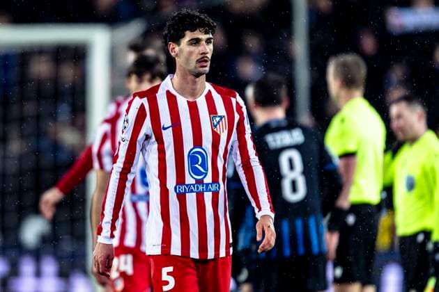Atletico de Madrid midfielder Johnny Cardoso, during the match Club Brugge KV vs Atletico de Madrid at the Jan Breydelstadion for the Champions League KO play offs 1st leg season 2025 2026 in BRUGGE, Belgium on 18 february 2026 Photo by Stefan Koops EYE4IMAGES DeFodi Images