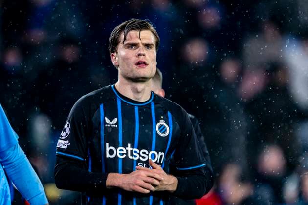 Club Brugge defender Bjorn Meijer, during the match Club Brugge KV vs Atletico de Madrid at the Jan Breydelstadion for the Champions League KO play offs 1st leg season 2025 2026 in BRUGGE, Belgium on 18 february 2026 Photo by Stefan Koops EYE4IMAGES DeFodi Images