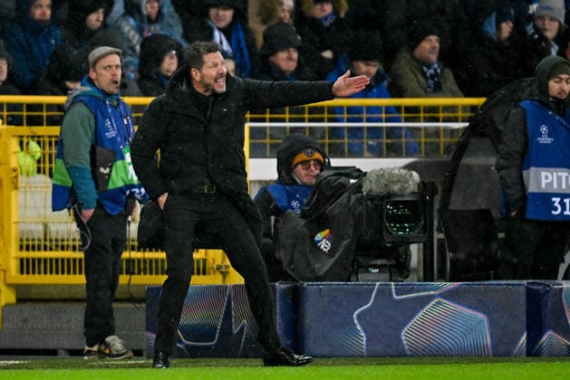 260218 Club Brugge vs Atletico Madrid Head Coach Diego Simeone of Atletico pictured during the Uefa Champions League Knock Out play offs first leg in season 2025 - 2026 between Club Brugge KV and Atletico de Madrid on February 18 , 2026 in Brugge, Belgium. (Photo by David Catry Isosport) Brugge Belgium  Copyright: xDavidxCatryx 20260218DC2_2491