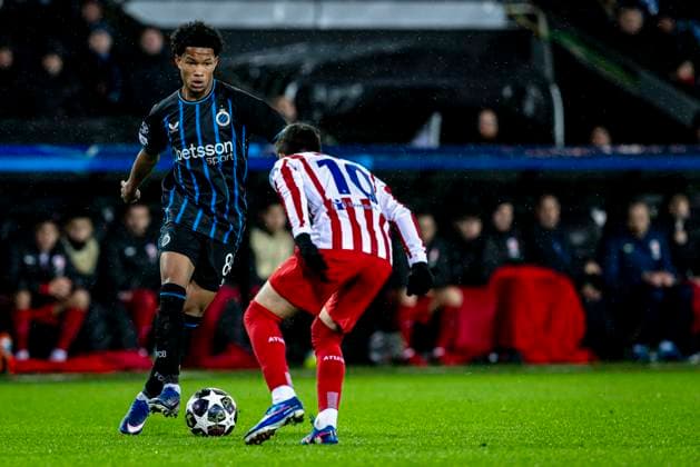 Club Brugge forwarder Shandre Campbell, during the match Club Brugge KV vs Atletico de Madrid at the Jan Breydelstadion for the Champions League KO play offs 1st leg season 2025 2026 in BRUGGE, Belgium on 18 february 2026 Photo by Stefan Koops EYE4IMAGES DeFodi Images