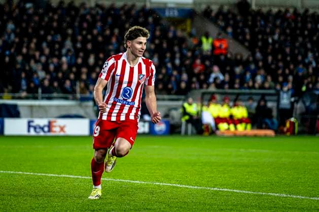 Atletico de Madrid forwarder Julian Alvarez, during the match Club Brugge KV vs Atletico de Madrid at the Jan Breydelstadion for the Champions League KO play offs 1st leg season 2025 2026 in BRUGGE, Belgium on 18 february 2026 Photo by Stefan Koops EYE4IMAGES DeFodi Images