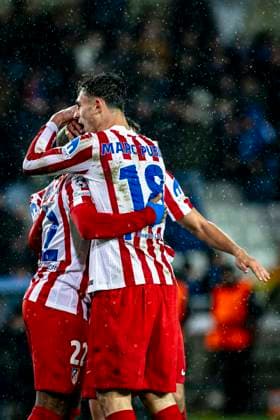 Atletico de Madrid defender Marc Pubill, during the match Club Brugge KV vs Atletico de Madrid at the Jan Breydelstadion for the Champions League KO play offs 1st leg season 2025 2026 in BRUGGE, Belgium on 18 february 2026 Photo by Stefan Koops EYE4IMAGES DeFodi Images