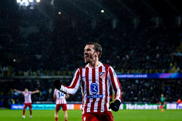 Atletico de Madrid forwarder Antoine Griezmann, during the match Club Brugge KV vs Atletico de Madrid at the Jan Breydelstadion for the Champions League KO play offs 1st leg season 2025 2026 in BRUGGE, Belgium on 18 february 2026 Photo by Stefan Koops EYE4IMAGES DeFodi Images