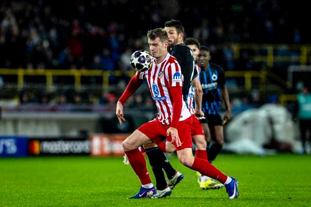 Atletico de Madrid forwarder Alexander Sorloth, during the match Club Brugge KV vs Atletico de Madrid at the Jan Breydelstadion for the Champions League KO play offs 1st leg season 2025 2026 in BRUGGE, Belgium on 18 february 2026 Photo by Stefan Koops EYE4IMAGES DeFodi Images