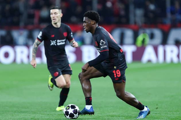 19 Ernest Poku of Bayer Leverkusen in action during the UEFA Champions League, play-offs 1st leg game between Olympiacos and Bayer 04 Leverkusen at Georgios Karaiskakis Stadium on February 18, 2026, in Piraeus, Greece.  Copyright: xStefanosxKyriazis IPAxSportx xipa-agency.netx xx IPA_71711848 IPA_Agency_IPA71711848