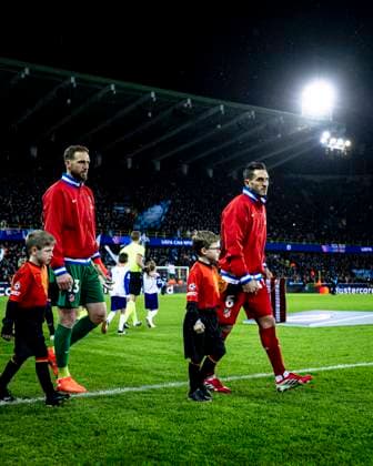 Atletico de Madrid midfielder Koke, Atletico de Madrid goalkeeper Jan Oblak, during the match Club Brugge KV vs Atletico de Madrid at the Jan Breydelstadion for the Champions League KO play offs 1st leg season 2025 2026 in BRUGGE, Belgium on 18 february 2026 Photo by Stefan Koops EYE4IMAGES DeFodi Images