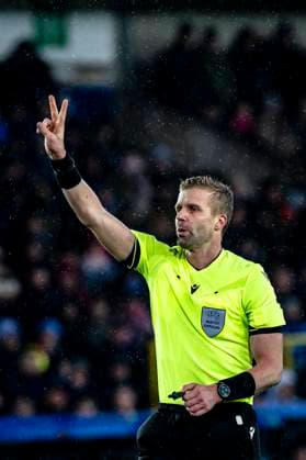 referee Glenn Nyberg, during the match Club Brugge KV vs Atletico de Madrid at the Jan Breydelstadion for the Champions League KO play offs 1st leg season 2025 2026 in BRUGGE, Belgium on 18 february 2026 Photo by Stefan Koops EYE4IMAGES DeFodi Images