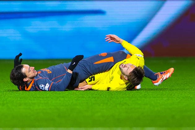 Football, Champions League 2025 2026 Bodo Glimt Inter Bodo 20260218 Inters Matteo Darmian and Bodo Glimts Fredrik Bjorkan in the Champions League football match between Bodo Glimt and Inter at Aspmyra Stadium Photo Thomas Andersen NTB Bodo Norway EDITORIAL USE ONLY RESTRICTED USE FOR BETTING COMPANIES  Copyright: xThomasxAndersenx xNTBx