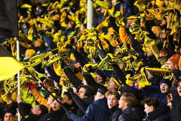 Football, Champions League 2025 2026 Bodo Glimt Inter 3 1 Bodo 20260218 Bodo Glimt supporters cheer during the Champions League football match between Bodo Glimt and Inter at Aspmyra Stadium Photo Thomas Andersen NTB Bodo Norway EDITORIAL USE ONLY RESTRICTED USE FOR BETTING COMPANIES  Copyright: xThomasxAndersenx xNTBx