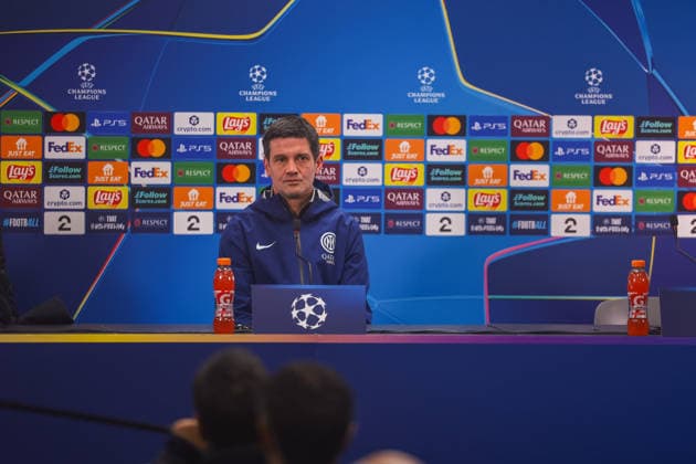 Football, Champions League 2025 2026 Bodo Glimt Inter Bodo 20260218 Inter s head coach Cristian Chivu at a press conference after the Champions League football match between Bodo Glimt and Inter at Aspmyra Stadium Photo Thomas Andersen NTB Bodo Norway EDITORIAL USE ONLY RESTRICTED USE FOR BETTING COMPANIES  Copyright: xThomasxAndersenx xNTBx