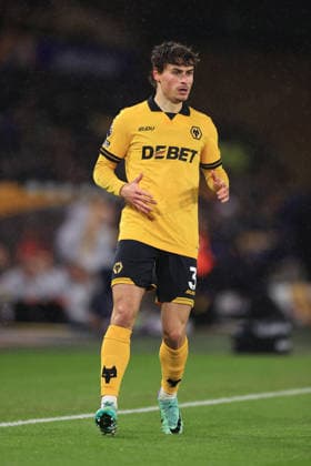 Fußball Premier League Wolverhampton Wanderers gegen Arsenal 18. Februar 2026 Premier League Wolverhampton Wanderers gegen Arsenal Hugo Bueno von Wolverhampton Wanderers Foto Simon Stacpoole Abseits Wolverhampton UK  Copyright: xSimonxStacpoolexOffside
