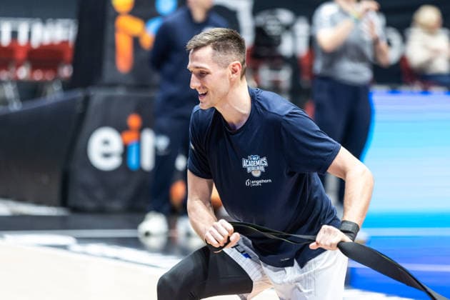 GER, easy Credit Basketball Bundesliga, Niners Chemnitz MLP Academics Heidelberg 18 02 2026, Messe, Chemnitz, GER, easy Credit Basketball Bundesliga, Niners Chemnitz MLP Academics Heidelberg Ryan Mikesell MLP Academics Heidelberg 33 Photo Alexander Trienitz Chemnitz Messe Sachsen Germany