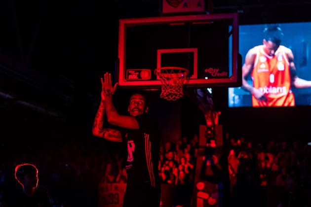 GER, easy Credit Basketball Bundesliga, Niners Chemnitz MLP Academics Heidelberg 18 02 2026, Messe, Chemnitz, GER, easy Credit Basketball Bundesliga, Niners Chemnitz MLP Academics Heidelberg Kevin Yebo Niners Chemnitz, 0 Photo Alexander Trienitz Chemnitz Messe Sachsen Germany