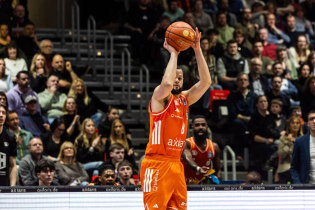 GER, easy Credit Basketball Bundesliga, Niners Chemnitz MLP Academics Heidelberg 18 02 2026, Messe, Chemnitz, GER, easy Credit Basketball Bundesliga, Niners Chemnitz MLP Academics Heidelberg John Edward Newman III Niners Chemnitz, 9 Foto Alexander Trienitz Chemnitz Messe Sachsen Germany