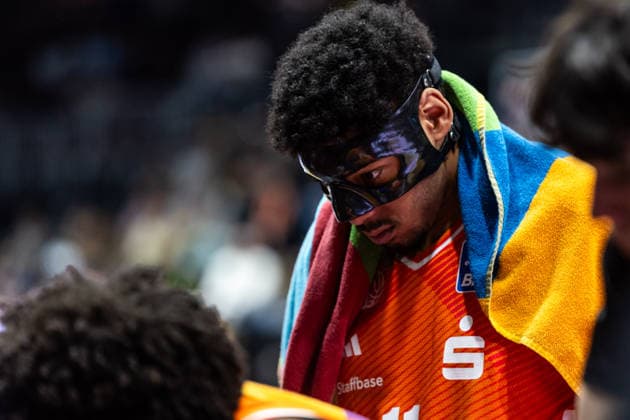 GER, easy Credit Basketball Bundesliga, Niners Chemnitz MLP Academics Heidelberg 18 02 2026, Messe, Chemnitz, GER, easy Credit Basketball Bundesliga, Niners Chemnitz MLP Academics Heidelberg Kostja Mushidi Niners Chemnitz, 11 Foto Alexander Trienitz Chemnitz Messe Sachsen Germany