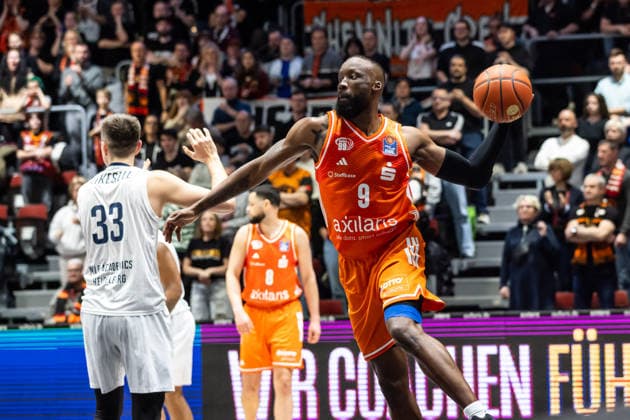 GER, easy Credit Basketball Bundesliga, Niners Chemnitz MLP Academics Heidelberg 18 02 2026, Messe, Chemnitz, GER, easy Credit Basketball Bundesliga, Niners Chemnitz MLP Academics Heidelberg John Edward Newman III Niners Chemnitz, 9 Foto Alexander Trienitz Chemnitz Messe Sachsen Germany