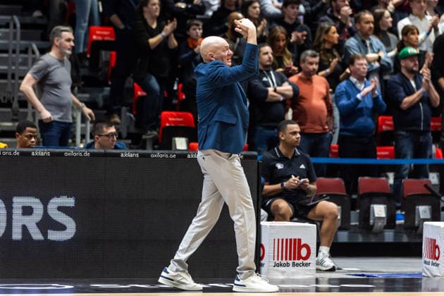 GER, easy Credit Basketball Bundesliga, Niners Chemnitz MLP Academics Heidelberg 18 02 2026, Messe, Chemnitz, GER, easy Credit Basketball Bundesliga, Niners Chemnitz MLP Academics Heidelberg Rodrigo Pastore Head Coach , Niners Chemnitz Foto Alexander Trienitz Chemnitz Messe Sachsen Germany