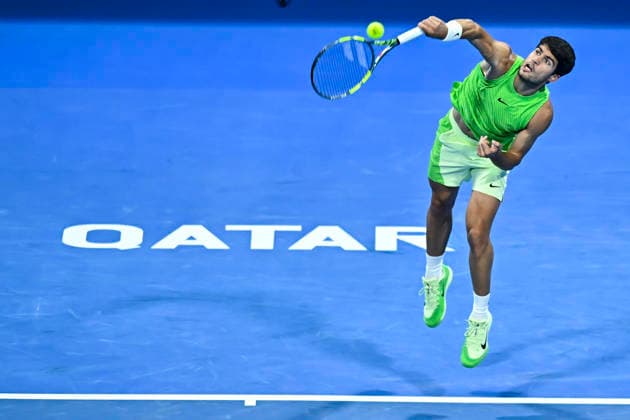 ATP, Tennis Herren QATAR EXXONMOBIL OPEN-ROUND OF 16 Carlos Alcaraz of Spain competes against Valentin Royer of France in the Round of 16 at the ATP men s Qatar ExxonMobil Open 2026 tennis tournament at the Khalifa International Tennis Complex in Doha, Qatar, on February 18 2026. DOHA Qatar Copyright: xNOUSHADx