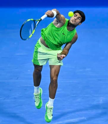 ATP, Tennis Herren QATAR EXXONMOBIL OPEN-ROUND OF 16 Carlos Alcaraz of Spain competes against Valentin Royer of France in the Round of 16 at the ATP men s Qatar ExxonMobil Open 2026 tennis tournament at the Khalifa International Tennis Complex in Doha, Qatar, on February 18 2026. DOHA Qatar Copyright: xNOUSHADx