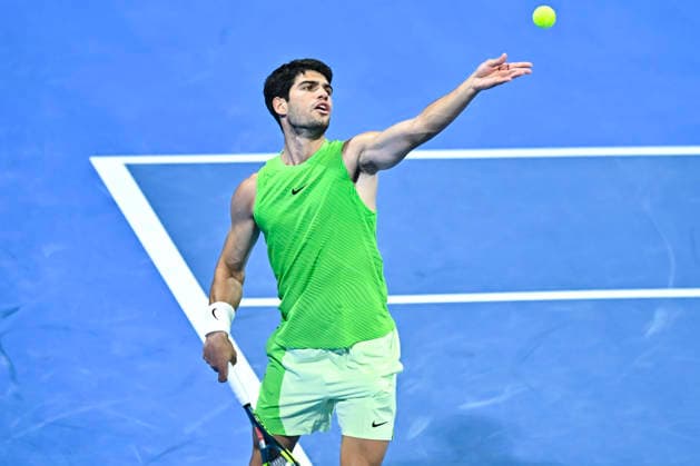 ATP, Tennis Herren QATAR EXXONMOBIL OPEN-ROUND OF 16 Carlos Alcaraz of Spain competes against Valentin Royer of France in the Round of 16 at the ATP men s Qatar ExxonMobil Open 2026 tennis tournament at the Khalifa International Tennis Complex in Doha, Qatar, on February 18 2026. DOHA Qatar Copyright: xNOUSHADx