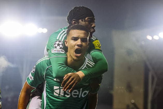 BAKU, AZERBAIJAN - FEBRUARY 18: Malick Thiaw of Newcastle United celebrates with Anthony Elanga after scoring a goal during the UEFA Champions League knockout phase play-off first leg football match between Qarabag and Newcastle United at the Tofiq Bahramov Republican Stadium in Baku on February 18, 2026. (Photo by Firudin Salimov Sports Press Photo)  Copyright: xFirudinxSalimov SportsxPressxPhox Sportspressphoto_SPR94385