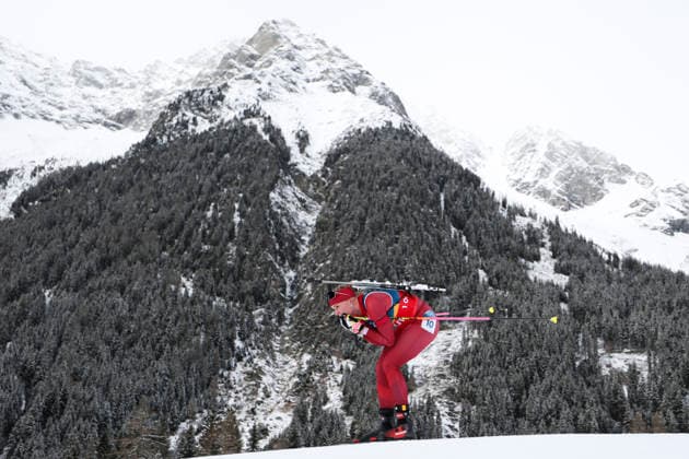 (260219) -- ANTERSELVA, Feb. 19, 2026 -- Amy Baserga of Switzerland competes during the biathlon women s 4x6km relay at the 2026 Milan-Cortina Winter Olympics in Anterselva, Italy, Feb. 18, 2026. ) (MICO2026)ITALY-ANTERSELVA-OLYMPIC Winter games, Winterspiele,Spiele, Summer games BIATHLON-WOMEN S 4x6KM RELAY ZhangxTao 