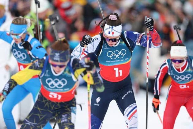 (260219) -- ANTERSELVA, Feb. 19, 2026 -- Camille Bened (2nd R) of France competes during the biathlon women s 4x6km relay at the 2026 Milan-Cortina Winter Olympics in Anterselva, Italy, Feb. 18, 2026. ) (MICO2026)ITALY-ANTERSELVA-OLYMPIC Winter games, Winterspiele,Spiele, Summer games BIATHLON-WOMEN S 4x6KM RELAY ZhangxTao 