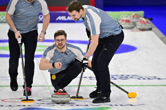 CORTINA, ITALIEN 20260219 Norges Bendik Ramsfjell under herrarnas gruppspelsmatch, omgang 12, mellan Kanada och Norge i OS-curlingen i Cortina. *** Bilden ingar i SPORTPAKET. För övriga BETALBILD *** CORTINA ITALIEN x10030x *** CORTINA, ITALY 20260219 Norways Bendik Ramsfjell during the mens group stage match, round 12, between Canada and Norway in the Olympic curling in Cortina Picture in SPORTPAKET For others PAYPICTURE CORTINA ITALY x10030x  Copyright: xJonasxEkströmer TTx OS 2026 CURLING HERRAR KANADA-NORGE